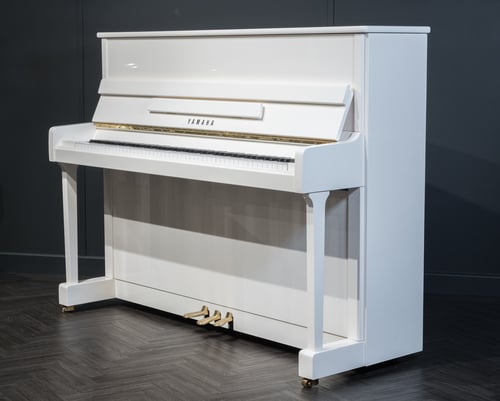 13849 Yamaha P116 upright piano in white